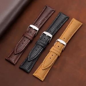 Lizard Grain Genuine Cowhide Watch Strap Waterproof Quick Release Leather Band 16/18mm 20mm 22mm Universal Replacement Wristband