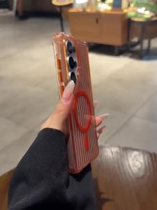 Transparent Orange Water Ripple Wave Magnetic Charging Shockproof Samsung Galaxy Case