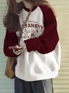 Thickened Long Sleeve round Neck Sweatshirt for Girls 15-17 Years Old Spring Autumn Loose Shoulder Insertion Middle School High School Students