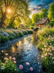 500/1000/1200/2000PCS Jigsaw Puzzle Peaceful Serene Cozy Tree House By The River Scenery For Adults Perfect Gift