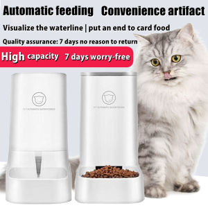 Pet Dog Cat Automatic Food Water Feeder Dispenser Bowl 3.8L
