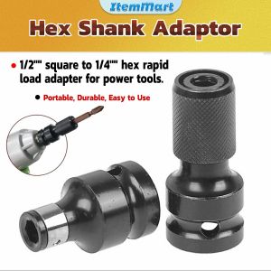 Hex Shank Adaptor Quick Release Impact Driver Electric Wrench Conversion Kit Quick Change Socket Adapter 1/2" to 1/4"