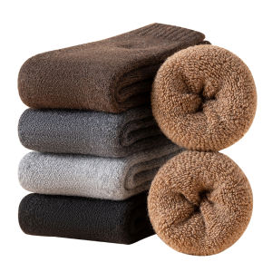 MiiOW | ถุงเท้าผ้าขนสัตว์หนาสำหรับผู้ชาย ถุงเท้าขนนุ่ม ถุงเท้าทรงกลาง ถุงเท้ากันหนาว ถุงเท้าสำหรับฤดูใบไม้ร่วงและฤดูหนาว สวมใส่สบาย ระบายอากาศได้ดี ป้องกันแบคทีเรีย