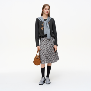 DUSHU | Slimming A-line Skirt with Plaid Pattern