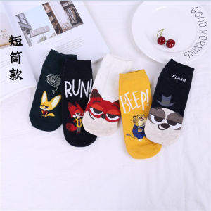 Tất Cotton Mỏng Đến Giữa Bắp Chân Cho Nữ Mùa Xuân Hè Phong Cách Hoạt Hình Dễ Thương Tất Ngắn Cổ Thấp Thấm Hút Mồ Hôi