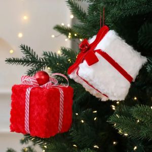 1set 10CM Red and White Christmas Ball Christmas Gift Box Pendant Christmas Ornament Window Ornament
