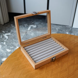 Retro Style Wood Grain Jewelry Storage Box 8 Compartments Small Size Display Case for Rings Earrings And Other Accessories