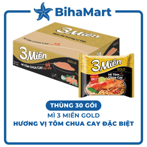 [THÙNG 30 GÓI] - UNIBEN - Mì 3 Miền Gold hương vị Tôm Chua Cay Đặc Biệt (75g/gói) - 3 Miền Gold Tôm Chua Cay Đặc Biệt