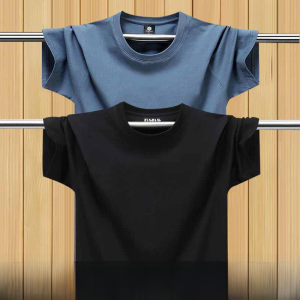 4 Pieces Plus Size Pure Color Short Sleeve Bottoming Shirt round Neck T-shirt White Men All-Matching T-shirt Pure Black Half Sleeve Clothes Tops Men