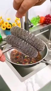 Bàn chải nồi inox 304 có tay cầm bàn chải vệ sinh nhà bếp đặc biệt dây tay cầm dài 32cm