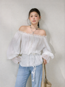 JULULOOK | Áo Sơ Mi Dáng Rộng Kiểu Pháp Vai Trễ