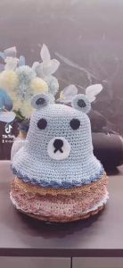 Mũ cói rộng vành hình con gấu cực yêu cho bé(1-3 tuổi)