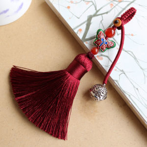 Retro Enamel Butterfly Tassel Remote Control Car Keychain Ladies Handbag Creative Jingbai Bell Pendant Alloy Metal Material