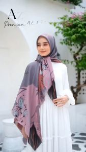 [ORI 100%] Jilbab Segi Empat AZARA MOTIF Oskara Sayang Dubai Pouch Metal Logo