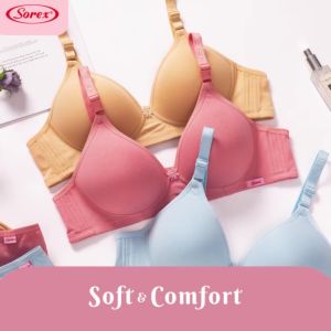 Sorex Bra Super Soft Busa Tanpa Kawat Cup Besar Kait 3 Setara Cup B-C BH Harian 17228