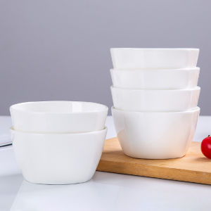 Large Size 4.5 Inch Bone China Soup Bowls Set of 4 Or 6 Simple European Style White Porcelain Square Bowls for Dining