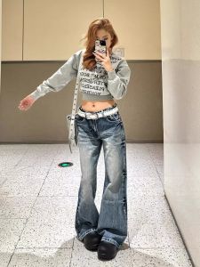 Quần Jeans Ống Rộng Cạp Lows 175 Cao 180 Dài Cho Nữ Quần Dài Đến Sàn Kiểu Dáng Rộng Phong Cách Mỹ Cổ Điển Mùa Thu