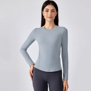 Winter Yoga Long Sleeve Womens Bare Feeling Beautiful Back Tight Sports Top T-Shirt Slimming Running Training Fitness Wear