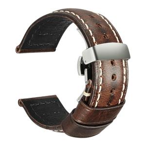 Deetle | Mens Retro Leather Watch Band with Butterfly Clasp
