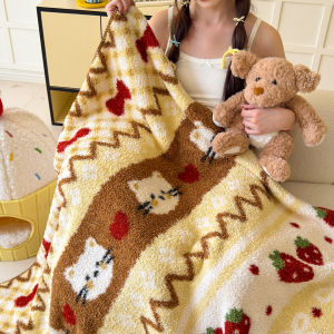 Christmas Half Velvet Coral Fleece Blanket Sofa Nap Cover for All Seasons Universal Warmth Ins Style Living Room Bedding