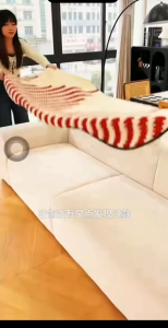 Christmas Red Stripe Non slip Cushion with Advanced Texture Irregular Leather Sofa Cushion Suitable for All Seasons