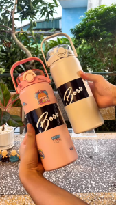 Bình giữ nhiệt 1200ml BOSS inox 304 nắp đậy bật ống hút và quai xách tiện lợi giữ lạnh 15h giữ nóng 6h