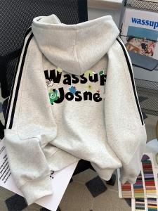 Wassup Uosne Có Mũ Khóa Kéo Áo Khoác Cardigan Áo Nỉ Áo Sweatshirt Rộng Rãi Phù Hợp Với Áo Khoác Ngoài Mùa Xuân Của Cặp Đôi Mùa Thu Kích Thước Lớn Thoải Mái Phong Cách Thành Phố Thời Trang