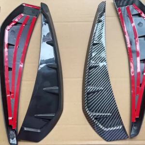 2pcs Car Shark Grille Air Flow Side Vent Exterior Grill Decoration For Honda Civic2016 20172018 2019ABS Plastic Carbon Color