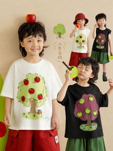 Pure Cotton Short Sleeve T-Shirt Summer Wear Childrens Print Vest Boys Sleeveless Top A-Class Safety round Neck Regular Length