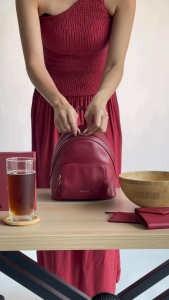 GNOME & BOW Athos Small Crossbody Sling Mini Backpack Women (Lightweight Water Resistant Nylon / USA Nappa Leather)