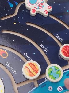 Wooden Planet Path Solar System Puzzle - Planets Early Childhood Science Exploration Toys for Preschoolers - Mainan Kayu Kanak Budak Perempuan Lelaki - 儿童益智太阳系行星认知走位拼图幼儿园早教科学探索益智