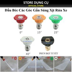 Đầu béc các góc gắn súng xịt rửa của máy rửa xe áp lực cao - Ren nối nhanh 1/4 inch