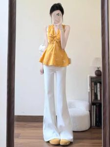 French Elegant Slim Fit V-neck Floral Vest Gentle Unique Beautiful Waist-cinching Summer 2026 Womens Fashion Top