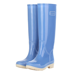 รองเท้าบูทกันฝนท่อสูงสำหรับผู้หญิง 42 ซม กันลื่นและทนต่อการสึกหรอ กันน้ำ กันคราบ นุ่มและเบา ซับในผ้าก๊อซ รองเท้าทำงานวันฝนตก