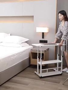 AIBM 60cm/80cm Adjustable Height Lifting Table With Wheel Bedside Laptop Table Portable Movable Computer Sofa Side Table