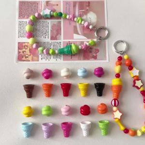 2-10Pcs Cute Colorful Acrylic Ice Cream Beads Loose Spacer Beads for Jewelry Making DIY Phone Chain Keychain Charm Accessories