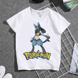 Bandai | New White Short-sleeved Pokémon Printed T-shirt for Men Women Children Half-sleeved Family Outfit