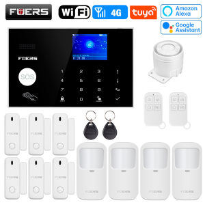 FUERS G34 Tuya Smart WIFI 4G Alarm System Wireless Home Burglar Security Alarm System Control Siren Motion Detector Smoke Sensor