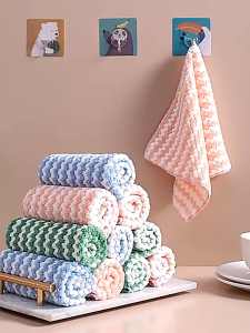 【MY Girl】10pcs Set Wave Pattern Rag Microfiber Cleaning Cloth Hand Washing Cloth Kitchen Towel