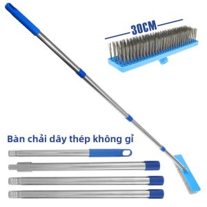 Bàn Chải Chà Sàn Dây Thép Không Gỉ Có Tay Cầm Dài - Chổi Lông Cứng Để Làm Sạch Bê Tông Gia Đình Dụng Cụ Cầm Tay Thân Thiện Với Môi Trường