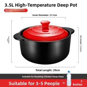 Thickened Ceramic Sand Pot Stove Top Gas Cooking Large Capacity Soup Making And Rice Cooking Pot High Temperature Resistant