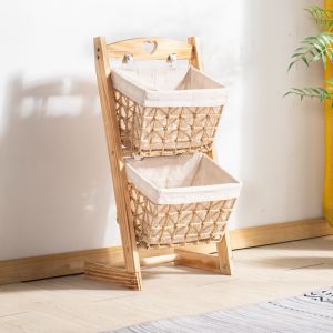 Kids Toy Storage Rack Basket Baby For Home Layered Storage Rack Floor Multi-Layer Snack Picture Book Solid Wood Shelf