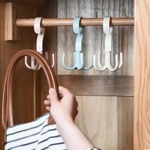 🔥Wishwa👍 Creative Multifunctional Rotatable Four Claw Hooks Coat Hanging Bags Scarf Wardrobe Storage Hangers Doorway Hangers Bags