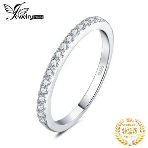 JewelryPalace Moissanite GRA D Color Half Eternity 0.4ct Solid 925 Sterling Silver Wedding Engagement Ring for Women Luxury Jewelry 100% Passed The Diamond Selector