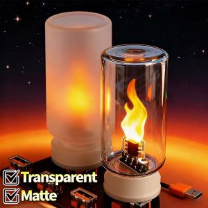 USB Car Atmosphere Light Simulation Flame Effect LED Ambient Lamp Auto Decorative Mood Lighting Mini Plug and Play Night Light