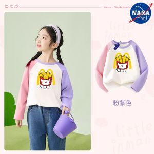 NASA McDonalds Collaborative Long Sleeve T-Shirt Pure Cotton Cartoon Poodle Couple Style Childrens Casual Wear