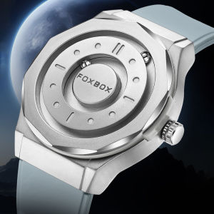 FOXBOX Fashion Mens Watch Waterproof Sports Quartz Watches Rolling Magnetic Steel Ball Business Man Watch Stainless Steel Clock