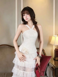 Elegant Cold Feeling Lace Ruffles Bustier Dress