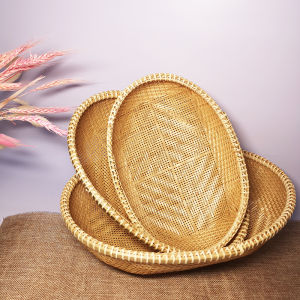 Vietnam Bamboo Woven Fruit Basket Fruit Plate Snack Candy Basket Bread Steamed Bread Basket Tea Table Sundries Storage Fruit Basket