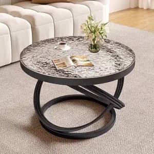 Luxury Cream Minimalist Tempered Glass Coffee Table